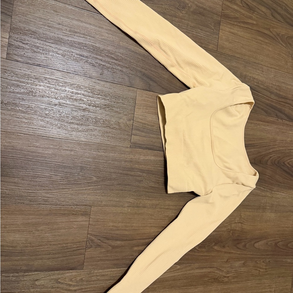 Cream Long Sleeve Crop Top